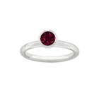 Personally Stackable July Red Crystal Sterling Silver High Profile Ring