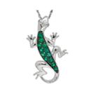 Lab-created Emerald And Diamond-accent Lizard Pendant Necklace
