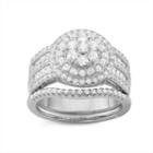 Diamonart Womens 1 1/5 Ct. T.w. Round White Cubic Zirconia Sterling Silver Band