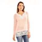 Skyes The Limit Himalaya Long Sleeve Crew Neck Lace Floral Blouse-plus