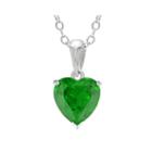 Heart-shaped Lab-created Emerald Sterling Silver Pendant Necklace