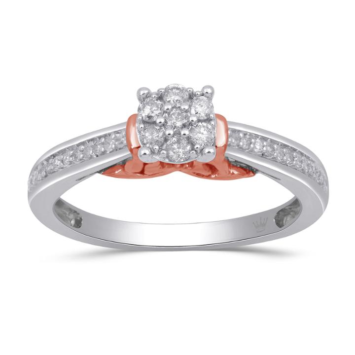 Hallmark Diamonds Womens 1/4 Ct. T.w. Genuine White Diamond Sterling Silver Cocktail Ring