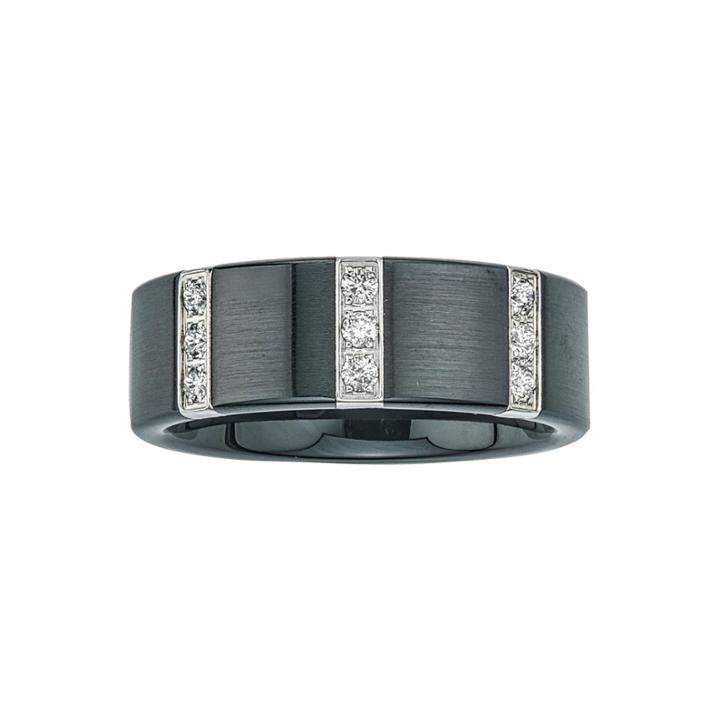 Mens 1/4 Ct. T.w. Diamond Black Stainless Steel & Ceramic Wedding Band