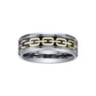 Mens Comfort-fit Tungsten Chain-inlay Ring