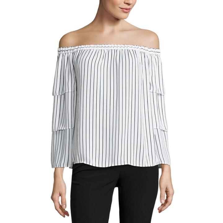 Worthington 3/4 Sleeve Off The Shoulder Dobby Blouse