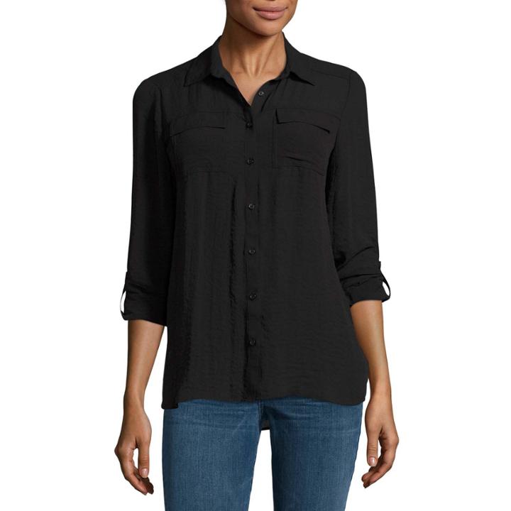 A.n.a 3/4 Sleeve Button-front Shirt-talls