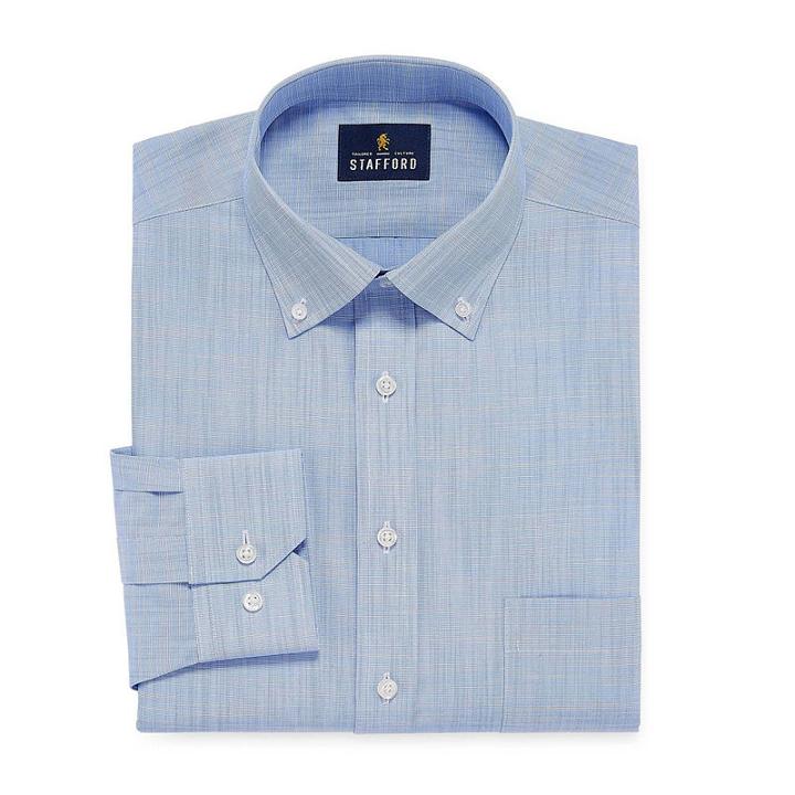 Stafford Slub Linen Look Long Sleeve Dress Shirt - Big And Tall