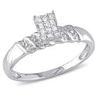 Womens 1/10 Ct. T.w. Genuine Baguette White Diamond Sterling Silver Promise Ring