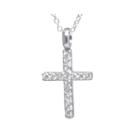 Cubic Zirconia Sterling Silver Cross Pendant Necklace