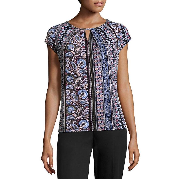 Liz Claiborne Short Sleeve Knit Dress Shirt-petite