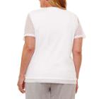 Alfred Dunner Long Weekend Lace Stitch Border T-shirt-womens Plus