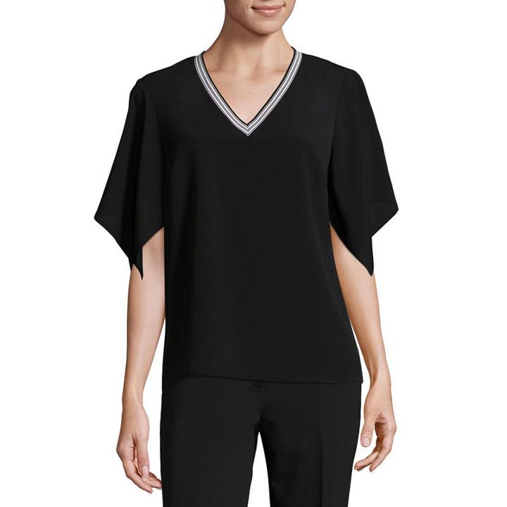 Project Runway Stripe Tape V Neck Blouse
