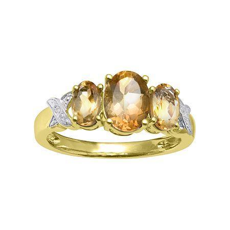 Genuine Citrine Diamond-accent Ring