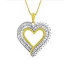 Womens 1 Ct. T.w. White Diamond 14k Gold Over Silver Heart Pendant Necklace
