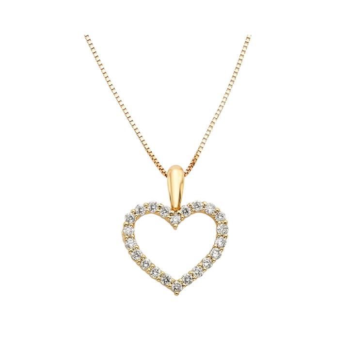 14k Yellow Gold .25 Carat Diamond Igl Certified Heart Pendant With Chain
