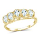 Womens Color Enhanced Blue Aquamarine Gold Over Silver Side Stone Ring