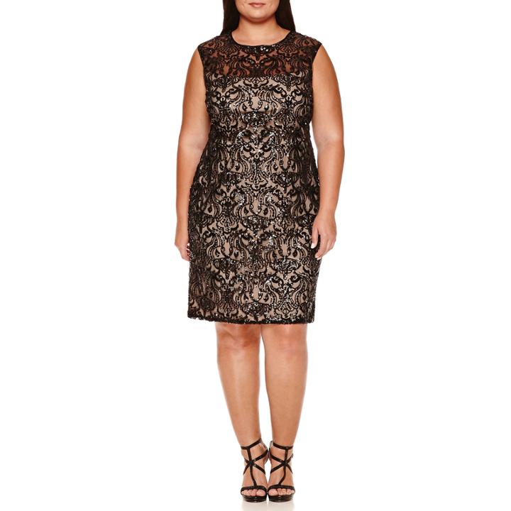 Bisou Bisou Sleeveless Sequin Lace Sheath Dress-plus