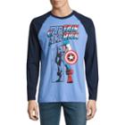 Novelty Season Long Sleeve Captain America Graphic T-shirt