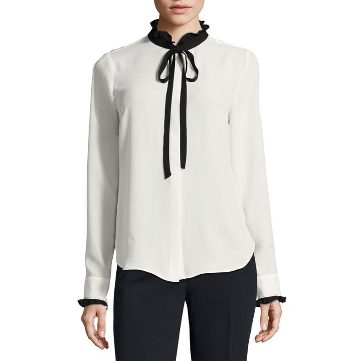 Worthington Long Sleeve Tie Neck Blouse