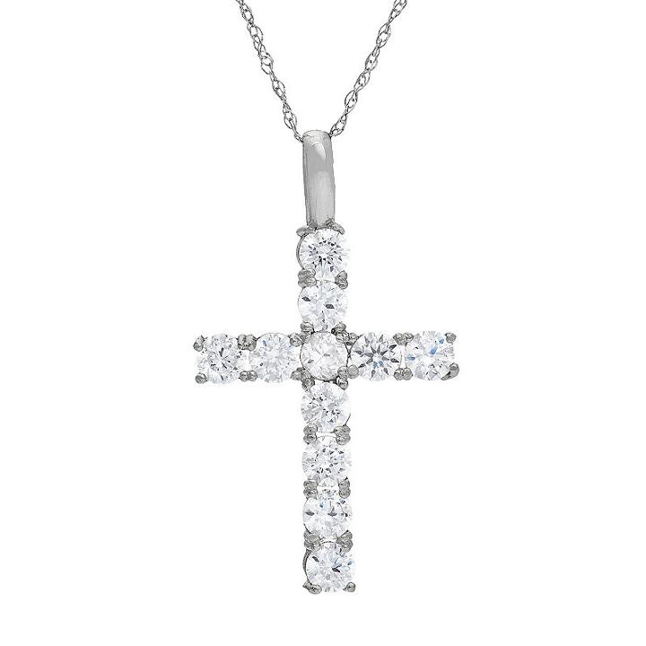 Womens 1 1/5 Ct. T.w. White Cubic Zirconia 10k Gold Pendant Necklace