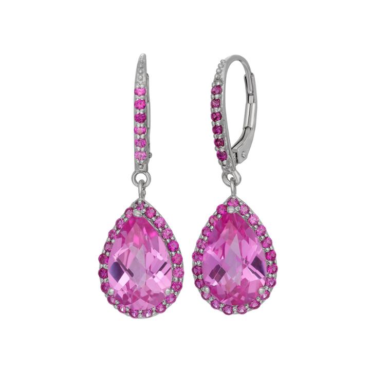 Lab-created Pink Sapphire & Ruby Sterling Silver Earrings