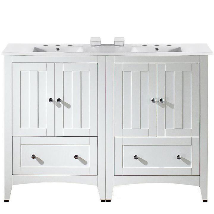 48-in. W Floor Mount White Vanity Set For 3h8-in. Drilling