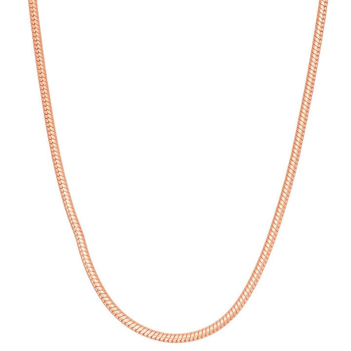 14k Rose Gold Over Silver Solid Snake 20 Inch Chain Necklace