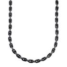 Mens Stainless Steel And Black Ip H-link Chain Necklace