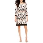 Studio 1 3/4 Sleeve Chevron Shift Dress