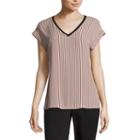 Worthington Rib Trim V Neck Tee