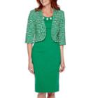 Maya Brooke 3/4-sleeve Geo Print Jacket Dress With Embellishment