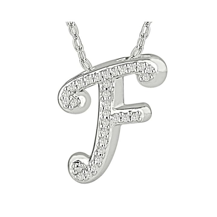 1/7 Ct. T.w. Diamond Sterling Silver Initial F Pendant Necklace