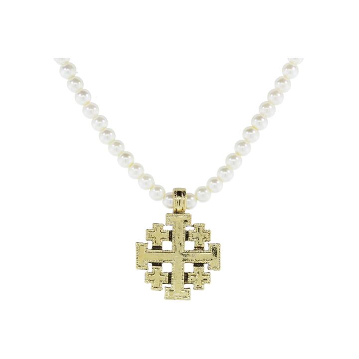 1928 Religious Jewelry Clear 14k Gold Over Brass Beaded Necklace