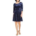 Perceptions 3/4 Sleeve Velvet Fit & Flare Dress