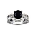 Womens Black Spinel Sterling Silver Cocktail Ring