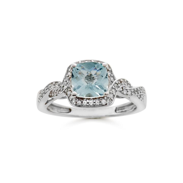 Genuine Aquamarine And Lab-created White Sapphire Ring