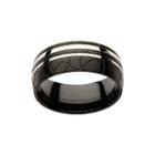 Inox Jewelry Mens Stainless Steel & Black Ip Ring