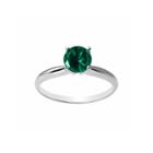 Womens Lab Created Emerald 14k Gold Solitaire Ring