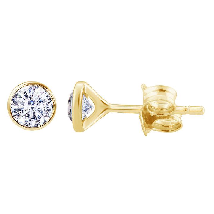 1 Ct. T.w. Genuine White Diamond 14k Gold 6mm Round Stud Earrings