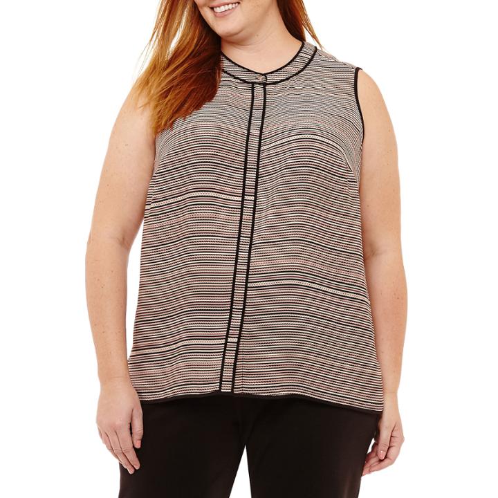 Liz Claiborne Sleeveless Geometric Button-front Shirt-plus