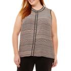 Liz Claiborne Sleeveless Geometric Button-front Shirt-plus