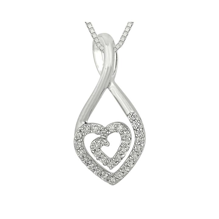1/5 Ct. T.w. Diamond Sterling Silver Heart Teardrop Pendant Necklace