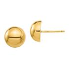 14k Gold 10.5mm Round Stud Earrings