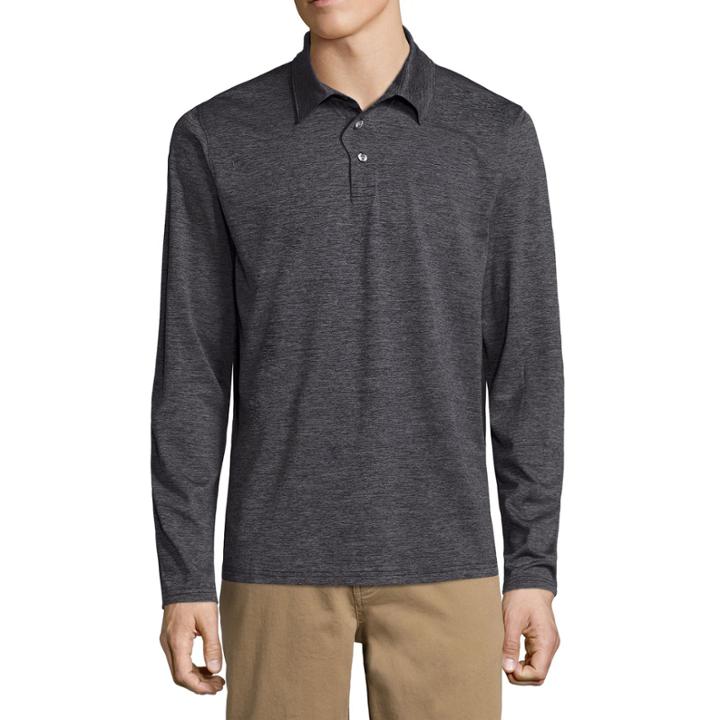 St. John's Bay Long Sleeve Solid Performance Polo Shirt