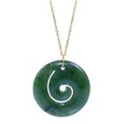 Womens Genuine Green Jade 14k Gold Pendant Necklace