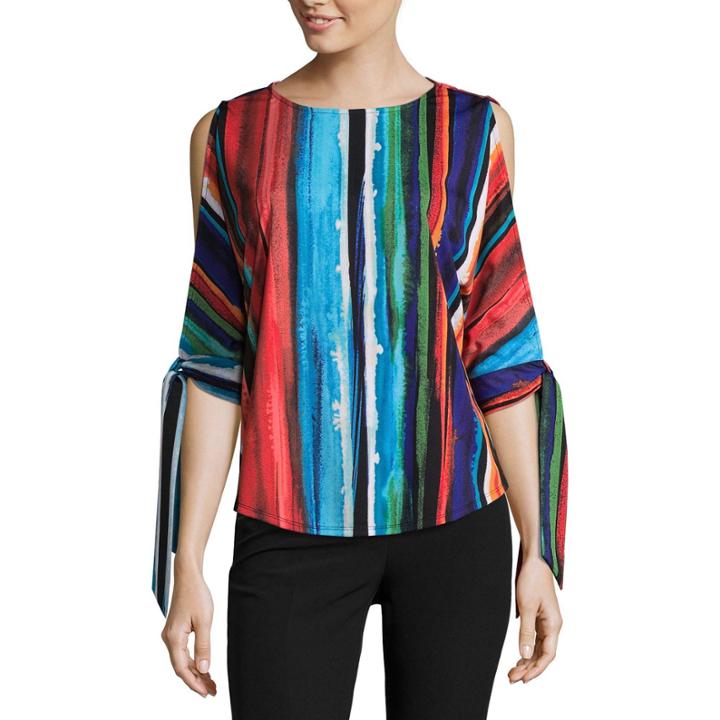 Worthington Tie Sleeve Cold Shoulder Blouse
