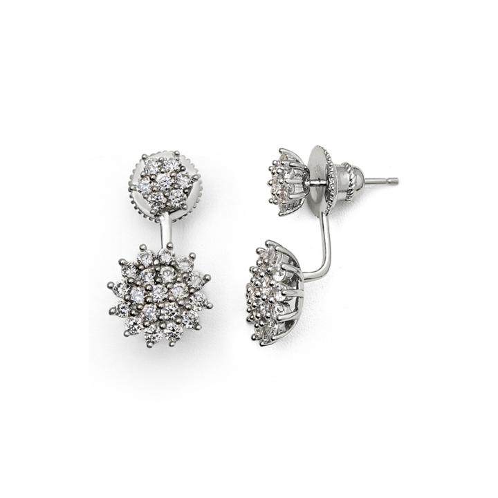 Cubic Zirconia Sterling Silver Starburst Earrings