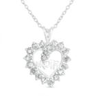 Womens 1 3/4 Ct. T.w. White Cubic Zirconia Heart Pendant Necklace