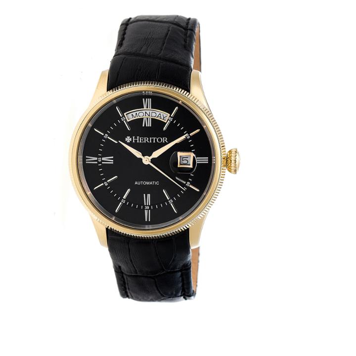 Heritor Vernon Mens Black Strap Watch-herhr5807