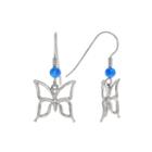 Simulated Blue Opal Sterling Silver Butterfly Dangle Earrings
